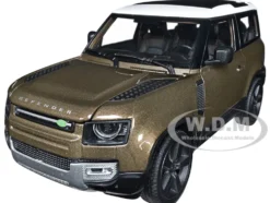 2020 Land Rover Defender Brown Metallic White Top NEX Models 1/26 Diecast Model Car Welly 24110W-BRN