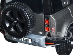 2022 Land Rover Defender 110 Dark Silver Metallic with Black Top and Sunroof 1/24 Diecast Model Car Bburago 21101sil