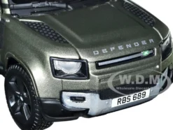 2022 Land Rover Defender 110 Green Metallic with Black Top and Sunroof 1/24 Diecast Model Car Bburago 21101grn