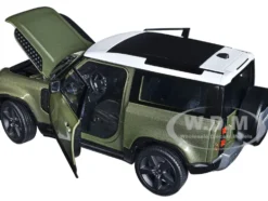 2020 Land Rover Defender Green Metallic White Top NEX Models 1/26 Diecast Model Car Welly 24110W-MGR