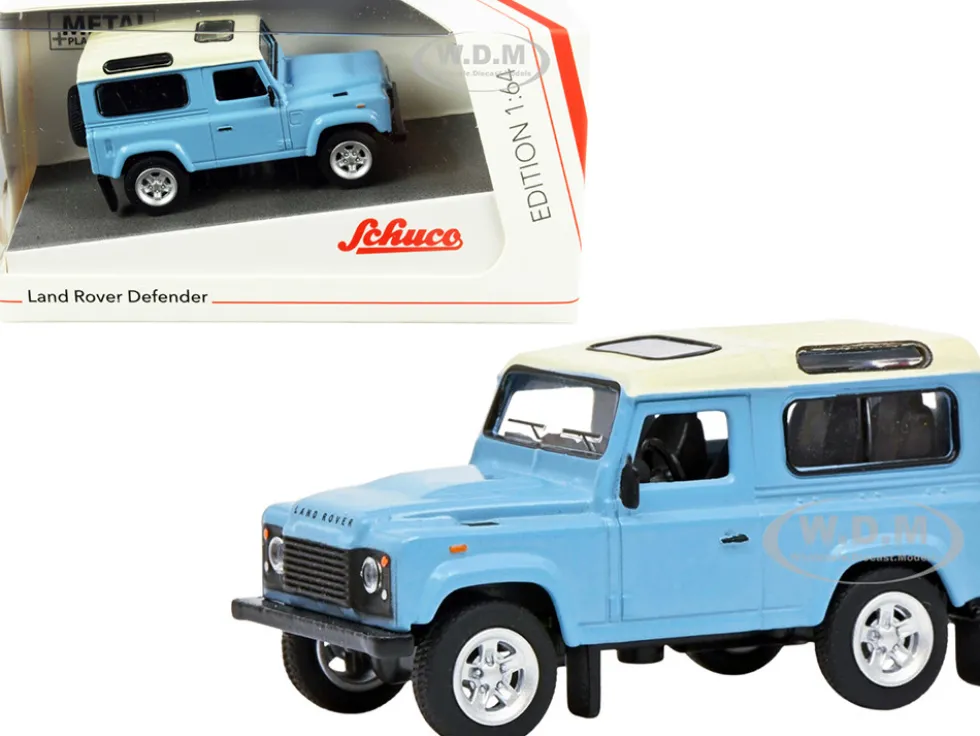Land Rover Defender Light Blue Cream Top 1/64 Diecast Model Car Schuco 452027500