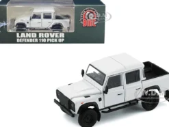 Land Rover Defender 110 Pickup Truck White with Extra Wheels 1/64 Diecast Model Car BM Creations 64B0199