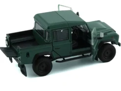 Land Rover Defender 110 Pickup Truck Green with Extra Wheels 1/64 Diecast Model Car BM Creations 64B0197