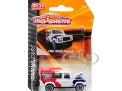 Land Rover Defender 110 White Red Blue Above and Beyond Racing Cars 1/60 Diecast Model Car Majorette 4009MJ1