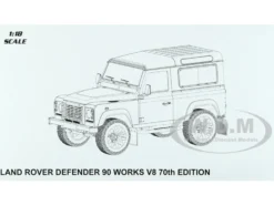 Land Rover Defender 90 Works V8 Bright Orange Gloss Black Top 70th Edition 1/18 Diecast Model Car LCD Models LCD18007