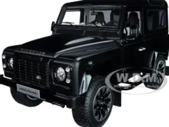 Land Rover Defender 90 Works V8 Matt Black Gloss Black Top 70th Edition 1/18 Diecast Model Car LCD Models LCD18007