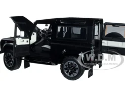 Land Rover Defender 90 Works V8 Matt Black Gloss Black Top 70th Edition 1/18 Diecast Model Car LCD Models LCD18007