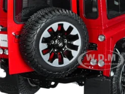 Land Rover Defender 90 Works V8 Red Metallic Gloss Black Top 70th Edition 1/18 Diecast Model Car LCD Models LCD18007