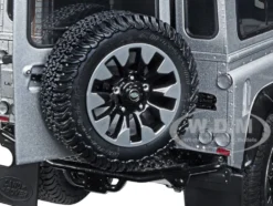 Land Rover Defender 90 Works V8 Silver Metallic Gloss Black Top 70th Edition 1/18 Diecast Model Car LCD Models LCD18007
