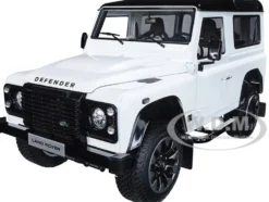 Land Rover Defender 90 Works V8 White Gloss Black Top 70th Edition 1/18 Diecast Model Car LCD Models LCD18007
