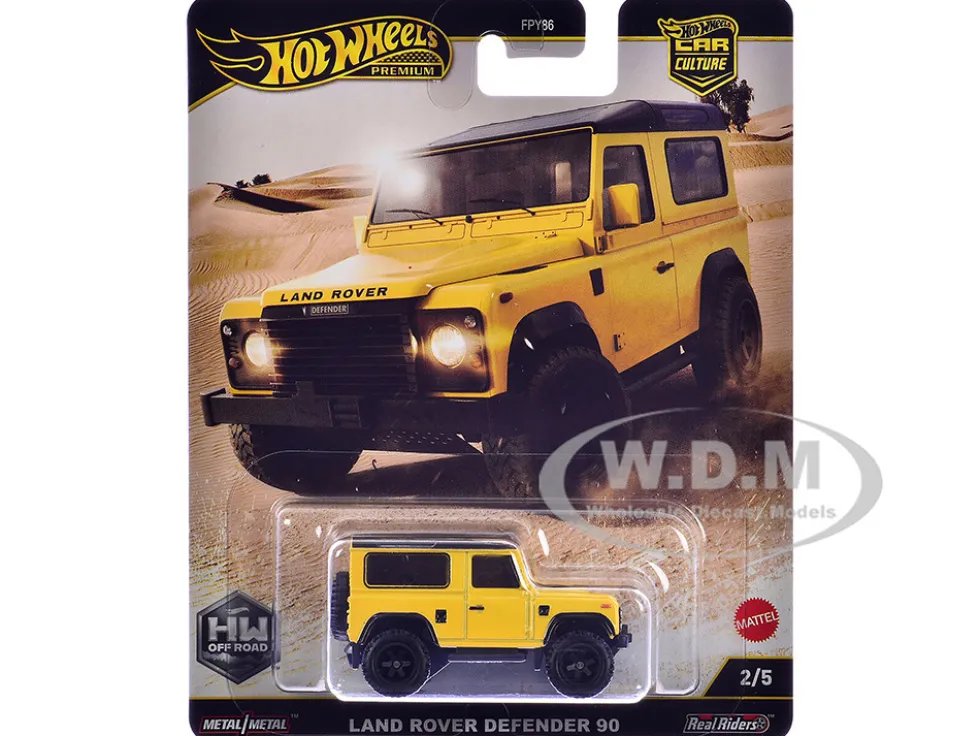 Land Rover Defender 90 Yellow with Black Top "HW Off Road" Series Diecast Model Car by Hot Wheels