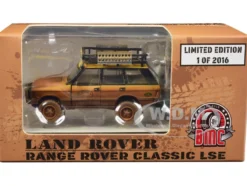 Land Rover Range Rover Classic LSE RHD Right Hand Drive Camel Trophy Yellow Dirty Mud Version with Roof Rack Extra Wheels and Accessories Limited Edition to 2016 pieces Worldwide 1/64 Diecast Model Car BM Creations 64B0283