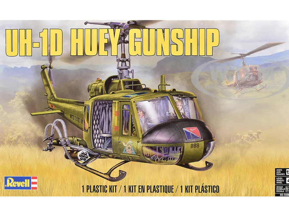 Level 4 Model Kit Bell UH-1D Iroquois "Huey" Gunship Helicopter 1/32 Scale Model by Revell