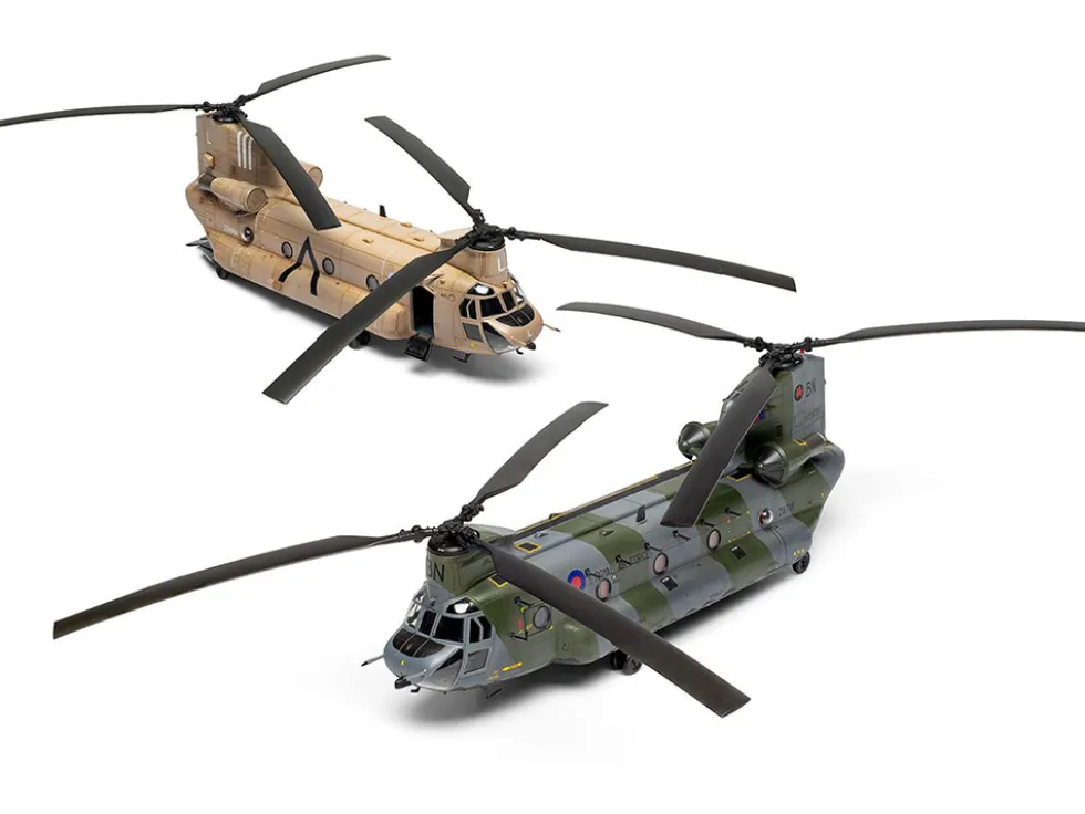 Level 3 Model Kit Boeing Chinook HC.1 Helicopter with 2 Scheme Options 1/72 Plastic Model Kit by Airfix
