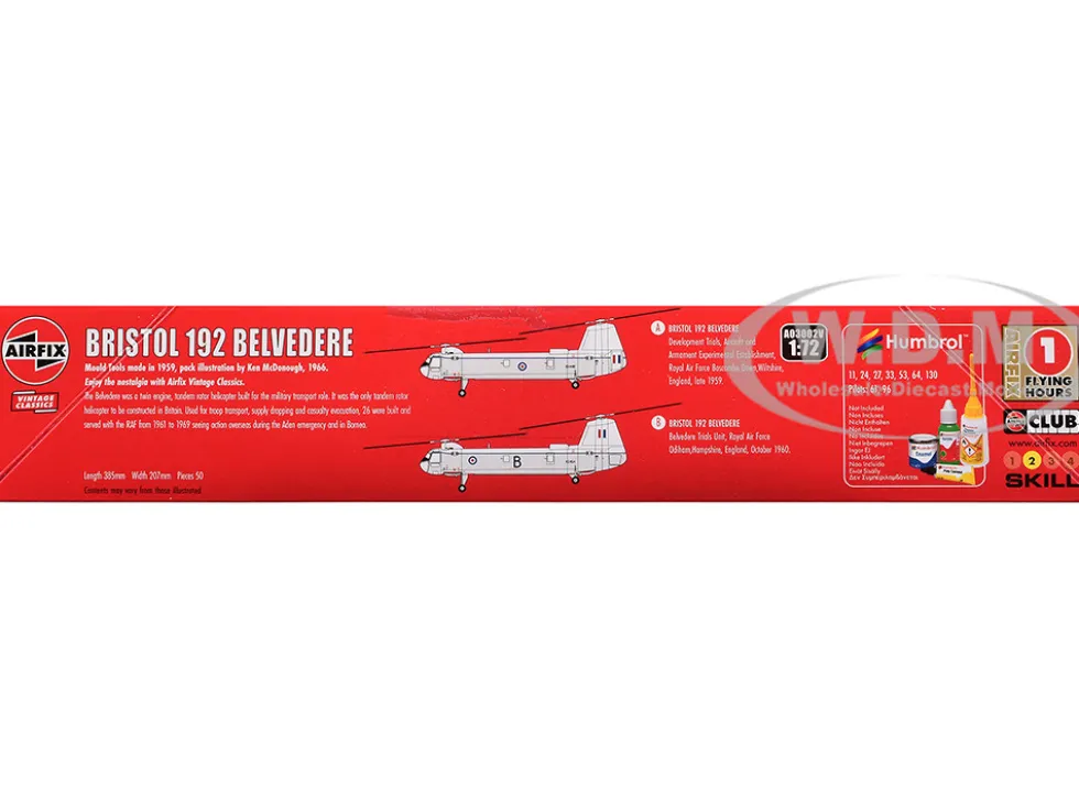 Level 2 Model Kit Bristol 192 Belvedere Helicopter with 2 Scheme Options 1/72 Plastic Model Kit by Airfix