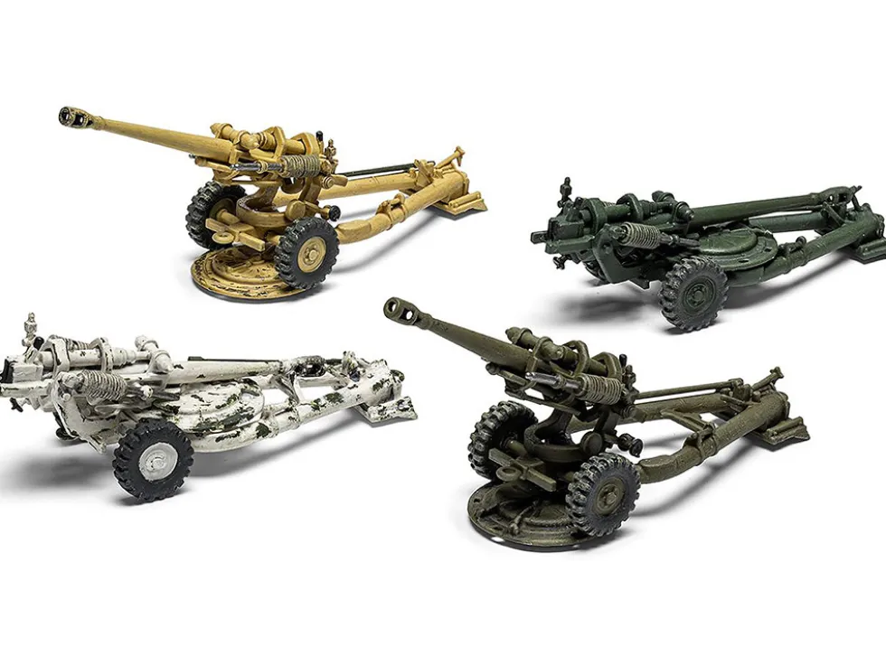 Level 1 Model Kit British 105mm Light Field Gun with 3 Scheme Options 1/76 Plastic Model Kit by Airfix