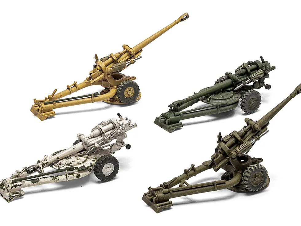 Level 1 Model Kit British 105mm Light Field Gun with 3 Scheme Options 1/76 Plastic Model Kit by Airfix