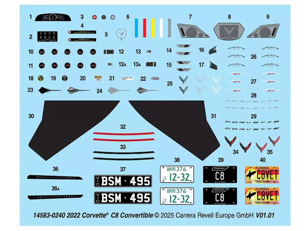Level 4 Model Kit 2022 Chevrolet Corvette C8 Hardtop Convertible 1/25 Scale Model by Revell