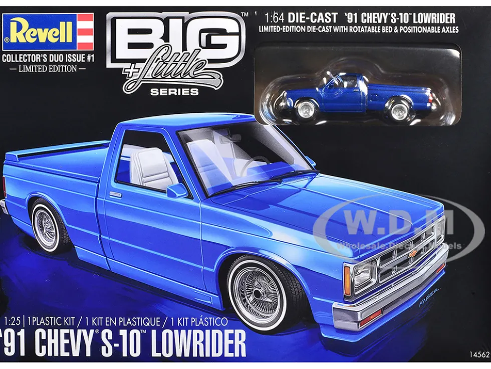 Level 4 Model Kit 1991 Chevrolet S-10 Lowrider Pickup Truck with 1/64 Diecast Version Included "Big + Little Series" 1/25 Scale Model by Revell