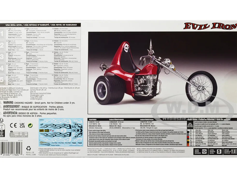 Level 5 Model Kit Evil Iron Custom Chopper Trike 1/8 Scale Model Revell 17325