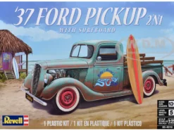 Level 5 Model Kit 1937 Ford Pickup Truck with Surfboard 2-in-1 Kit 1/25 Scale Model by Revell