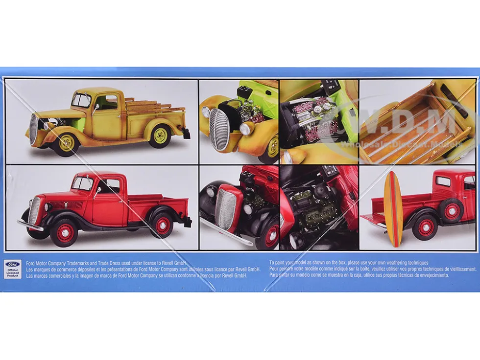 Level 5 Model Kit 1937 Ford Pickup Truck with Surfboard 2-in-1 Kit 1/25 Scale Model by Revell