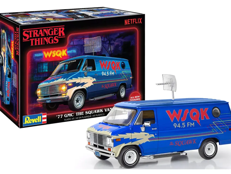 Level 3 Model Kit 1977 GMC "WSQK Squawk" Van "Stranger Things" (2016-2025) TV Series 1/25 Scale Model by Revell