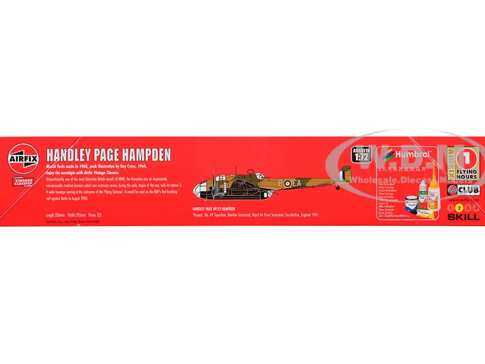 Level 2 Model Kit Handley Page Hampden Bomber Aircraft 1/72 Plastic Model Kit by Airfix