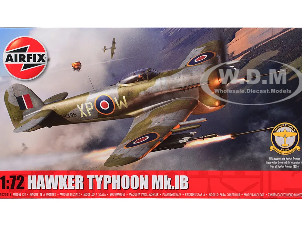 Level 1 Model Kit Hawker Typhoon Mk.IB Aircraft with 2 Scheme Options 1/72 Plastic Model Kit by Airfix