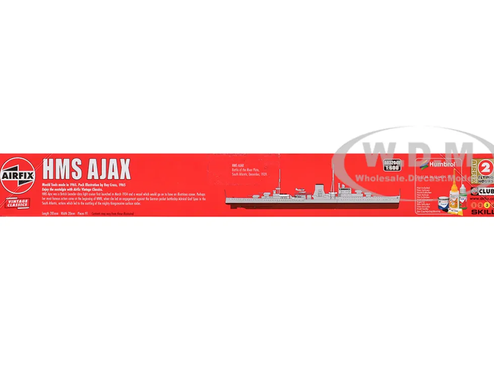 Level 3 Model Kit HMS Ajax Light Cruiser 1/600 Plastic Model Kit by Airfix