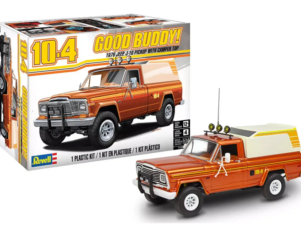 Level 4 Model Kit 1979 Jeep J-10 Pickup Truck with Camper Top 1/24 Scale Model by Revell