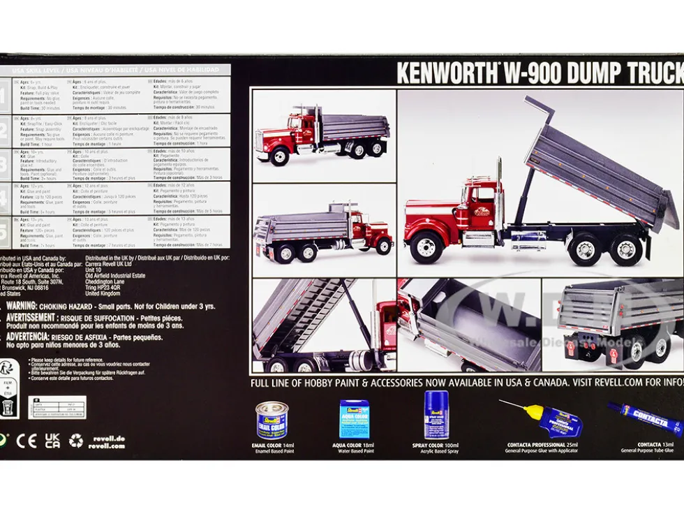Level 5 Model Kit Kenworth W 900 Dump Truck 1/25 Scale Model Revell 12628