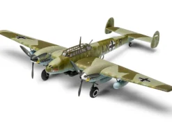 Level 2 Model Kit Messerschmitt Bf110E/E-2 TROP Fighter Aircraft with 2 Scheme Options 1/72 Plastic Model Kit by Airfix