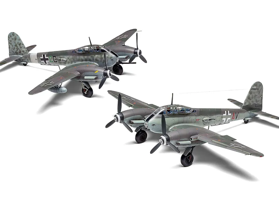 Level 2 Model Kit Messerschmitt Me410A 1 U2 & U4 Fighter Bomber Aircraft with 2 Scheme Options 1/72 Plastic Model Kit Airfix A04066