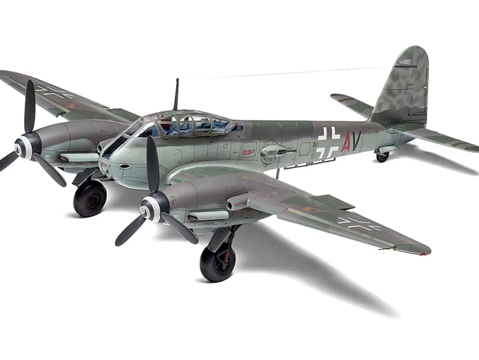 Level 2 Model Kit Messerschmitt Me410A 1 U2 & U4 Fighter Bomber Aircraft with 2 Scheme Options 1/72 Plastic Model Kit Airfix A04066