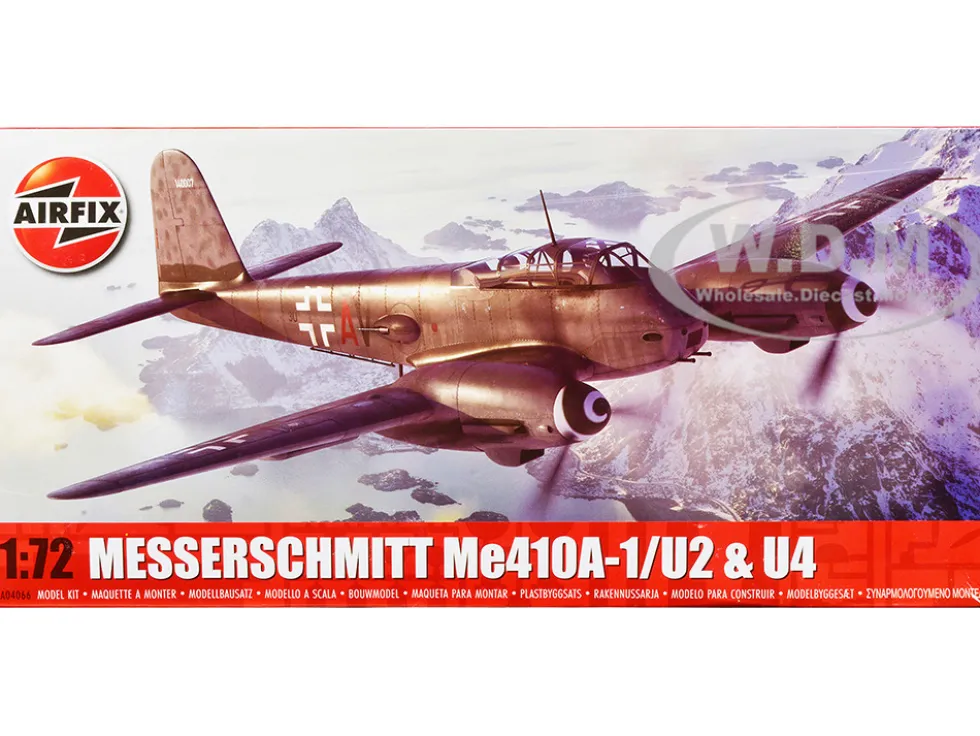 Level 2 Model Kit Messerschmitt Me410A 1 U2 & U4 Fighter Bomber Aircraft with 2 Scheme Options 1/72 Plastic Model Kit Airfix A04066