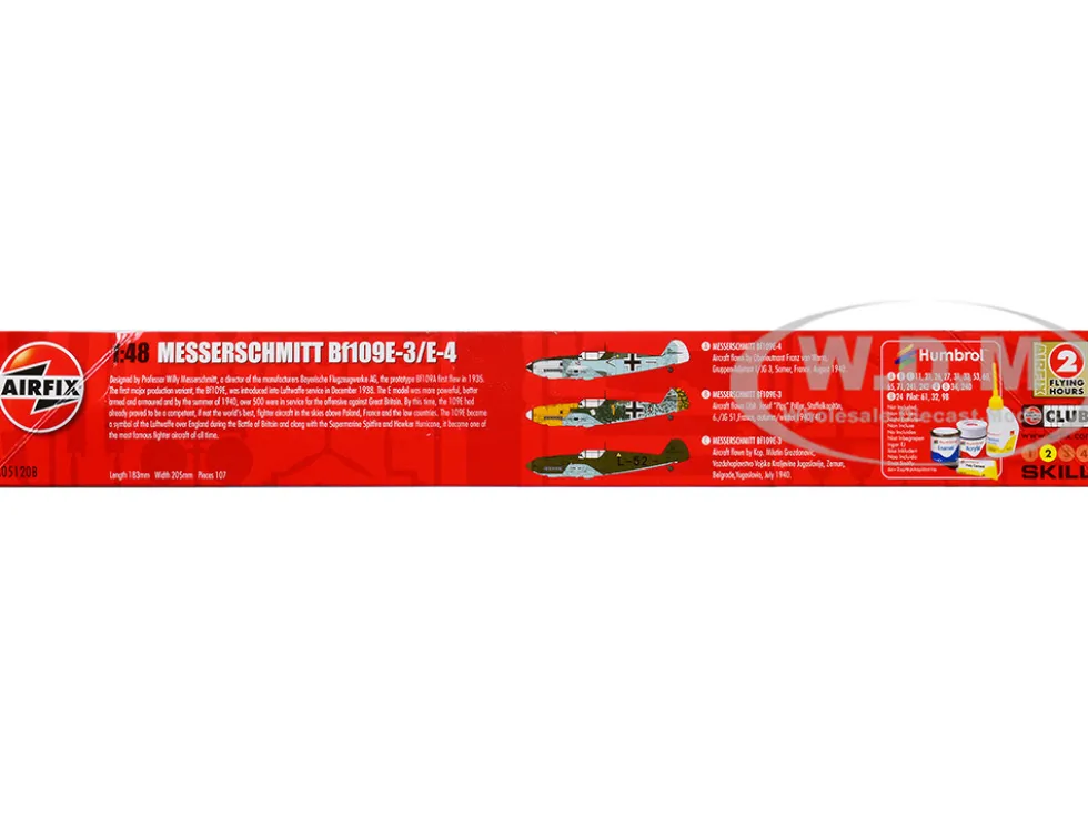 Level 2 Model Kit Messerschmitt Bf109E 3 E 4 Fighter Aircraft with 3 Scheme Options 1/48 Plastic Model Kit Airfix A05120B
