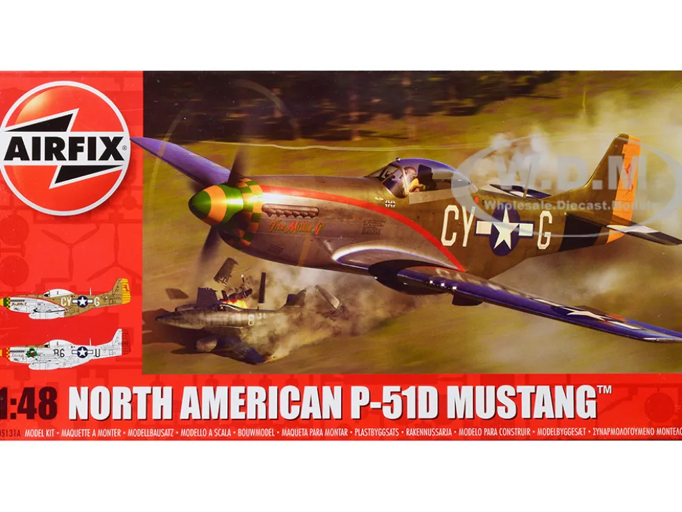 Level 2 Model Kit North American P 51D Mustang Fighter Aircraft with 2 Scheme Options 1/48 Plastic Model Kit Airfix A05131A