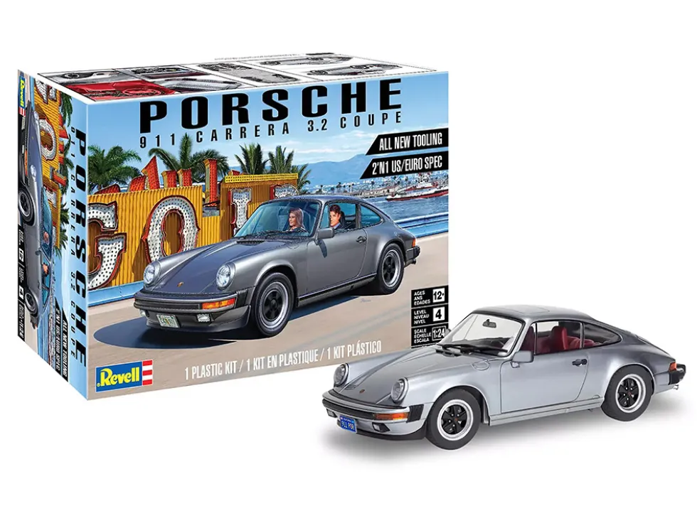 Level 4 Model Kit Porsche 911 Carrera 3.2 Coupe 2-in-1 Kit 1/24 Scale Model Revell 85-4521