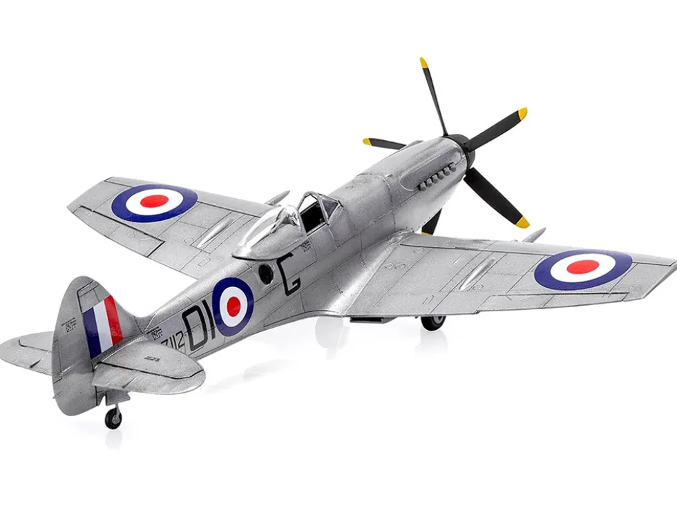 Level 2 Model Kit Supermarine Spitfire FR Mk.XIV Fighter Aircraft with 2 Scheme Options 1/48 Plastic Model Kit Airfix A05135
