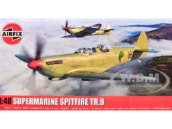 Level 2 Model Kit Supermarine Spitfire Tr.9 Fighter Aircraft with 2 Scheme Options 1/48 Plastic Model Kit by Airfix