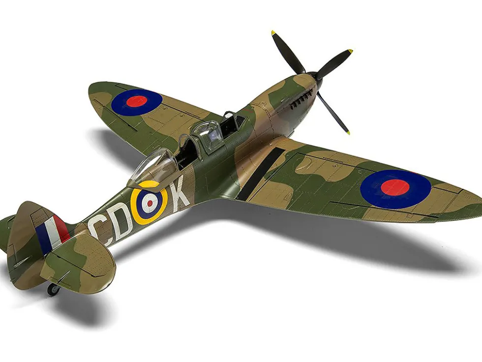 Level 2 Model Kit Supermarine Spitfire Tr.9 Fighter Aircraft with 2 Scheme Options 1/48 Plastic Model Kit by Airfix