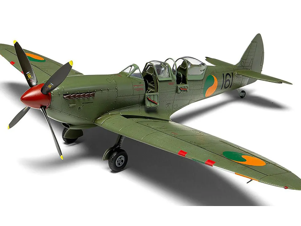 Level 2 Model Kit Supermarine Spitfire Tr.9 Fighter Aircraft with 2 Scheme Options 1/48 Plastic Model Kit by Airfix