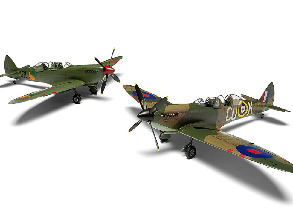 Level 2 Model Kit Supermarine Spitfire Tr.9 Fighter Aircraft with 2 Scheme Options 1/48 Plastic Model Kit by Airfix