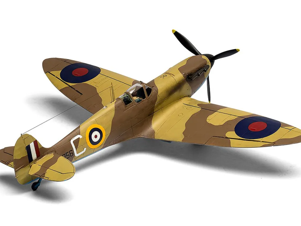 Level 2 Model Kit Supermarine Spitfire Mk.I Fighter Aircraft with 3 Scheme Options 1/48 Plastic Model Kit by Airfix