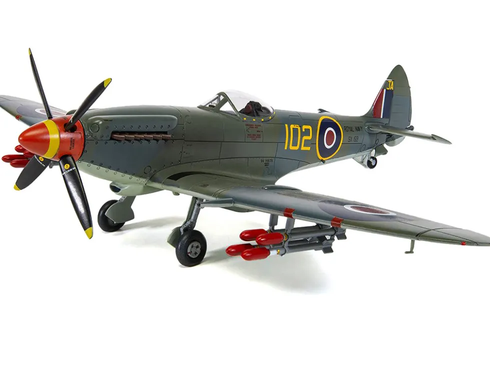 Level 3 Model Kit Supermarine Seafire F XVII Fighter Aircraft with 3 Scheme Options 1/48 Plastic Model Kit by Airfix A06102A