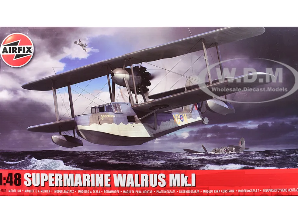 Level 3 Model Kit Supermarine Walrus Mk.I Aircraft with 3 Scheme Options 1/48 Plastic Model Kit by Airfix