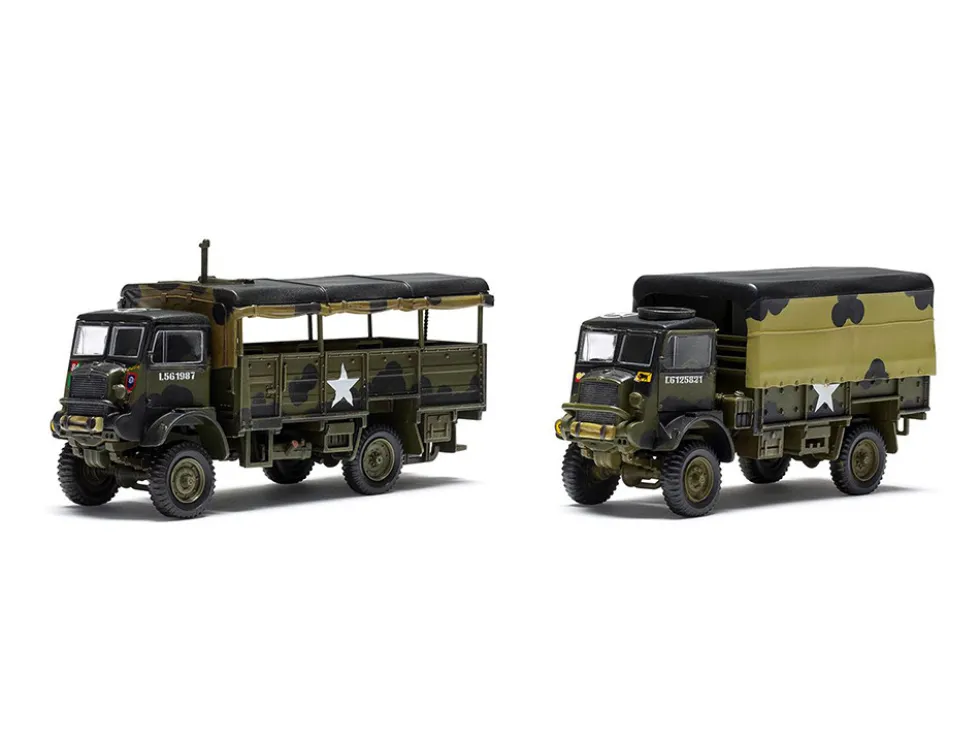 Level 2 Model Kit WWII 3-Ton General Service and Troop Trucks 1/76 Plastic Model Kit by Airfix