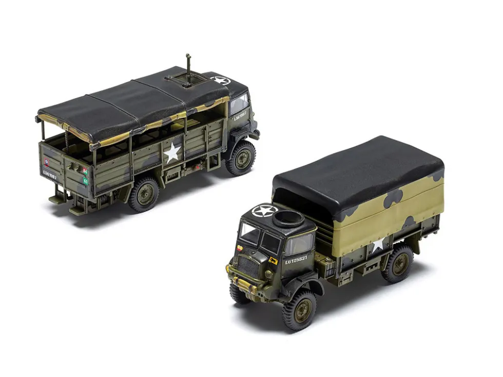 Level 2 Model Kit WWII 3-Ton General Service and Troop Trucks 1/76 Plastic Model Kit by Airfix