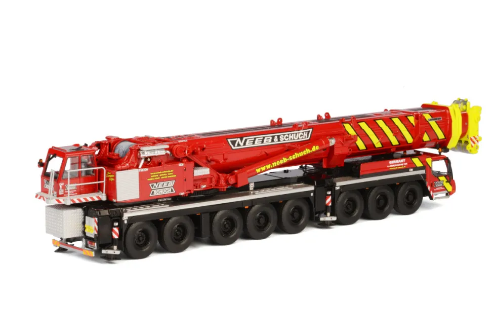 Liebherr LTM 1500-8.1 Neeb Schuch Mobile Crane Red Yellow 1/50 Diecast Model WSI Models 01-1626